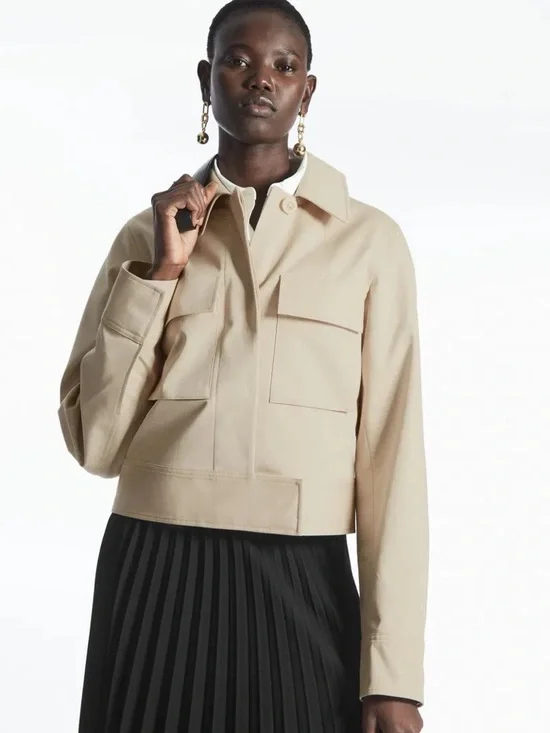Cos Cropped Utility Jacket In Beige - Picture 6 of 6